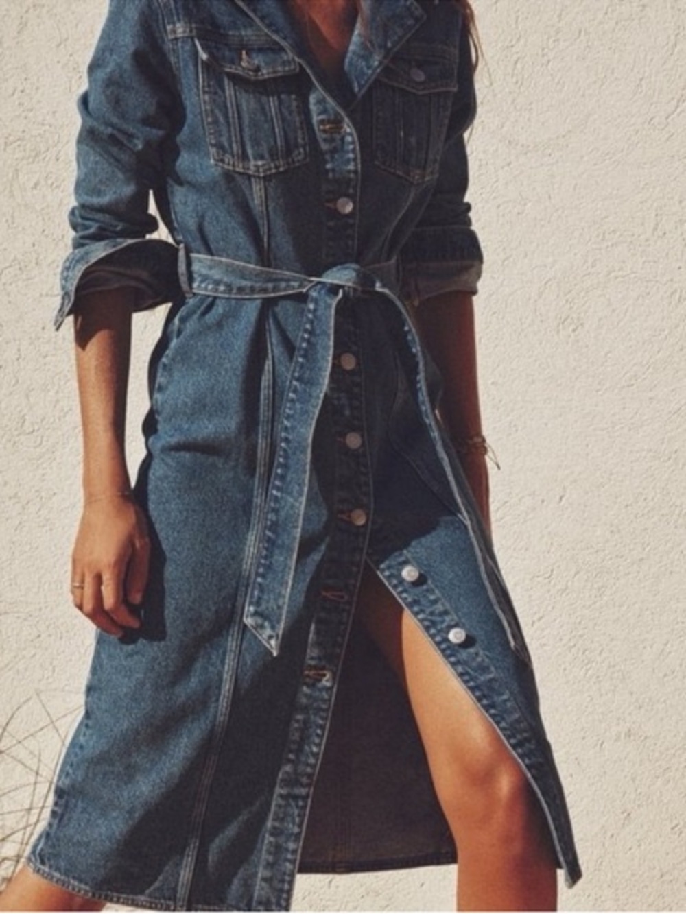 NWT Zara Denim Dress With Pockets Faded Blue - Picture 2 of 11